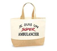 Otshirt Sac Jute d'un Super Ambulancier - Cabas de Plage Courses et Toile de Jute - Idée Cadeau Femme Personnalisable Anniversaire Fête Original Travail Départ Collègue Retraite Noël.