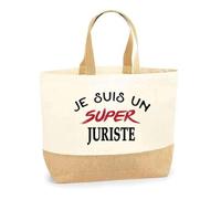 Otshirt Sac Jute d'un Super Juriste - Cabas de Plage Courses et Toile de Jute - Idée Cadeau Femme Personnalisable Anniversaire Fête Original Travail Départ Collègue Retraite Noël.