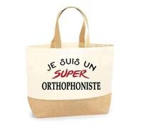 Otshirt Sac Jute d'un Super Orthophoniste - Cabas de Plage Courses et Toile de Jute - Idée Cadeau Femme Personnalisable Anniversaire Fête Original Travail Départ Collègue Retraite Noël.