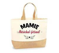 Otshirt Sac Jute d'une Mamie Maréchal-ferrant - Cabas de Plage Courses et Toile de Jute - Idée Cadeau Femme Personnalisable Anniversaire Fête Original Travail Départ Collègue Retraite Noël.