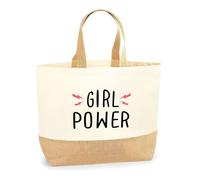 Otshirt Sac Jute Girl Power | Cabas de Plage Courses Coton et Toile de Jute | Idée Cadeau Petite Amie Copine Femme Parfaite Drôle Humour Original Anniversaire Amour Unique