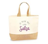 Otshirt Sac Jute Je peux pas j’ai salsa | Bag | Idée Sac Cadeau Anniversaire Plage Marché Fête Original Famille Travail Départ Collègue Retraite