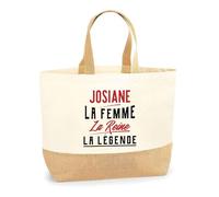 Otshirt Sac Jute Josiane la Femme la Reine la Légende | Cabas de Plage Courses Coton et Toile de Jute | Idée Cadeau Petite Amie Copine Maman Amour Humour Noël Anniversaire Fête des Mères