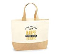 Otshirt Sac Jute Jouer de la Harpe et Ignorer le Monde | Cabas de Plage Courses Coton et Toile de Jute | Idée Cadeau Musicien Humour Instrument Musique Original Drôle Mélodie Artiste