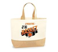 Otshirt Sac Jute J'peux pas j'ai Basket | Cabas de Plage Courses Coton et Toile de Jute | Idée Cadeau Basket Basketteur Humour Sport Slam Dunk Joueur Drôle Original Match