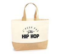 Otshirt Sac Jute J'peux Pas j'ai Hip Hop | Cabas de Plage Courses Coton et Toile de Jute | Idée Cadeau Danse Rythme Sport Humour Original Anniversaire