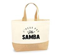 Otshirt Sac Jute J'peux Pas j'ai Samba | Cabas de Plage Courses Coton et Toile de Jute | Idée Cadeau Danse Brésilienne Sport Humour Original Anniversaire