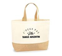 Otshirt Sac Jute J'peux Pas j'ai Tango Argentin | Cabas de Plage Courses Coton et Toile de Jute | Idée Cadeau Danse Passion Sport Humour Original Anniversaire