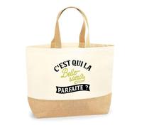 Otshirt Sac Jute La Belle-Soeur Parfaite | Cabas de Plage Courses Coton et Toile de Jute | Idée Cadeau Belle Soeur Humour Original Noël Anniversaire Famille Amour