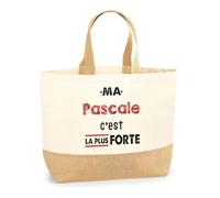 Otshirt Sac Jute Ma Pascale C'est la plus forte - Jute Bag - Idée Sac en Jute Cadeau Anniversaire Fête Original Famille Travail Départ Collègue Retraite Noël.