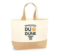 Otshirt Sac Jute Princesse du Dunk | Cabas de Plage Courses Coton et Toile de Jute | Idée Cadeau Basket Basketteuse Humour Sport Slam Dunk Joueur Drôle Original Match