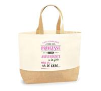 Otshirt Sac Jute Princesse et Anesthesiste | Cabas de Plage Courses Coton et Toile de Jute | Idée Cadeau Petite Amie Copine Collègue Maman Noël Anniversaire Fête des Mères