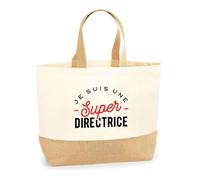 Otshirt Sac Jute Super Directrice | Cabas de Plage Courses Coton et Toile de Jute | Idée Cadeau Petite Amie Copine Maman Noël Anniversaire Fête des Mères