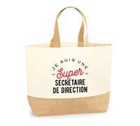Otshirt Sac Jute Super Secrétaire De Direction | Cabas de Plage Courses Coton et Toile de Jute | Idée Cadeau Petite Amie Copine Maman Noël Anniversaire Fête des Mères