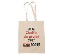 Otshirt Sac Ma Cheffe de projet Cest la plus forte - Idée Sac Cadeau Cadeau Anniversaire Fête Original Famille Travail Départ Collègue Retraite Noël. - Taille Unique