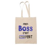 Otshirt Sac Mon Boss Cest le plus fort - Idée Sac Cadeau Cadeau Anniversaire Fête Original Famille Travail Départ Collègue Retraite Noël. - Taille Unique
