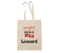 Otshirt Sac Priorite N1 dans ma vie Cest mon Leonard - Idée Sac Cadeau Cadeau Anniversaire Fête Original Famille Travail Départ Collègue Retraite Noël. - Taille Unique