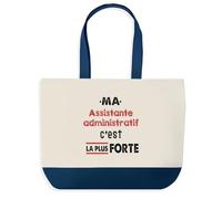 Otshirt Sac Shopping Ma Assistante administratif C'est la plus forte - Shopping Bag - Idée Sac Shopping Cadeau Anniversaire Fête Original Famille Travail Départ Collègue Retraite Noël.