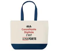 Otshirt Sac Shopping Ma Consultante Digitale C'est la plus forte - Shopping Bag - Idée Sac Shopping Cadeau Anniversaire Fête Original Famille Travail Départ Collègue Retraite Noël.