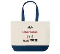 Otshirt Sac Shopping Ma Laborantine C'est la plus forte - Shopping Bag - Idée Sac Shopping Cadeau Anniversaire Fête Original Famille Travail Départ Collègue Retraite Noël.