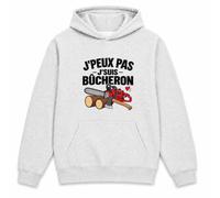 Otshirt Sweat à Capuche Bucheron J'peux Pas | Hoodie Molleton Gratté 280 g/m² Gris Chiné Poche Kangourou | Unisexe XS à 5XL | Idée Cadeau Noël Anniversaire