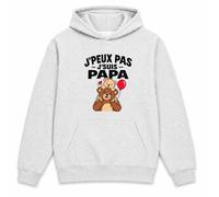 Otshirt Sweat à Capuche Etre Papa J'peux Pas | Hoodie Molleton Gratté 280 g/m² Gris Chiné Poche Kangourou | Unisexe XS à 5XL | Idée Cadeau Noël Anniversaire