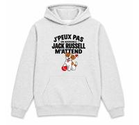 Otshirt Sweat à Capuche Jack Russell J'peux Pas | Hoodie Molleton Gratté 280 g/m² Gris Chiné Poche Kangourou | Unisexe XS à 5XL | Idée Cadeau Noël Anniversaire