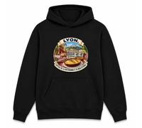 Otshirt Sweat à Capuche Lyon, Capitale de la gastronomie et de Mon estomac | Hoodie Molleton Gratté 280 g/m² Noir Poche Kangourou | Unisexe XS à 5XL | Idée Cadeau Lyonnais Lyonnaise Noël Anniversaire
