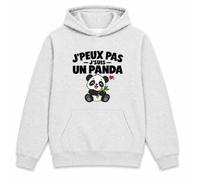 Otshirt Sweat à Capuche Panda J'peux Pas | Hoodie Molleton Gratté 280 g/m² Gris Chiné Poche Kangourou | Unisexe XS à 5XL | Idée Cadeau Noël Anniversaire