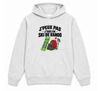 Otshirt Sweat à Capuche Ski de Randonnee J'peux Pas | Hoodie Molleton Gratté 280 g/m² Gris Chiné Poche Kangourou | Unisexe XS à 5XL | Idée Cadeau Noël Anniversaire