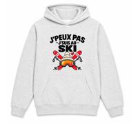 Otshirt Sweat à Capuche Ski J'peux Pas | Hoodie Molleton Gratté 280 g/m² Gris Chiné Poche Kangourou | Unisexe XS à 5XL | Idée Cadeau Noël Anniversaire
