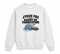 Otshirt Sweat Gris Chiné Agent de Fabrication J'peux Pas | Molleton Gratté 260 g/m² Col Rond Unisexe XS à 5XL | Pull Sweatshirt Hiver Quotidien | Idée Cadeau Usine Noël Départ