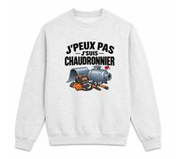 Otshirt Sweat Gris Chiné Chaudronnier J'peux Pas | Molleton Gratté 260 g/m² Col Rond Unisexe XS à 5XL | Pull Sweatshirt Hiver Quotidien | Idée Cadeau Métallurgie Noël Départ