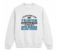 Otshirt Sweat Gris Chiné J'Ai Peut-être l'air de t'écouter mais dans ma tête Je Pense qu'à Mon Berger Blanc Suisse J'Ai Peut-être l'air de t'écouter mais Je ne Pense qu'à - Activité