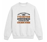 Otshirt Sweat Gris Chiné J'Ai Peut-être l'air de t'écouter mais dans ma tête Je Pense qu'à Mon Cochon d'Inde J'Ai Peut-être l'air de t'écouter mais Je ne Pense qu'à - Activité