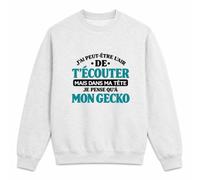 Otshirt Sweat Gris Chiné J'Ai Peut-être l'air de t'écouter mais dans ma tête Je Pense qu'à Mon Gecko J'Ai Peut-être l'air de t'écouter mais Je ne Pense qu'à - Activité