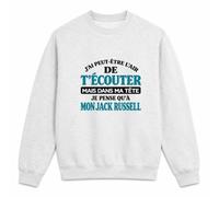 Otshirt Sweat Gris Chiné J'Ai Peut-être l'air de t'écouter mais dans ma tête Je Pense qu'à Mon Jack Russell J'Ai Peut-être l'air de t'écouter mais Je ne Pense qu'à - Activité