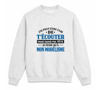 Otshirt Sweat Gris Chiné J'Ai Peut-être l'air de t'écouter mais dans ma tête Je Pense qu'à Mon modélisme J'Ai Peut-être l'air de t'écouter mais Je ne Pense qu'à - Activité