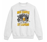 Otshirt Sweat Gris Chiné Je suis Un Mec Simple, J'aime Bricoler et l'Apéro | Molleton Gratté 260 g/m² Col Rond Unisexe XS à 5XL | Pull Sweatshirt Hiver Quotidien | Idée Cadeau Bricoleur Noël Départ