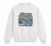 Otshirt Sweat Gris Chiné Juste Un Gars Qui Aime l'aquabike | Molleton Gratté 260 g/m² Col Rond Unisexe XS à 5XL | Pull Sweatshirt Hiver Quotidien | Idée Cadeau Adepte D'Aquabike Noël Départ