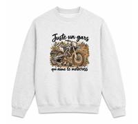 Otshirt Sweat Gris Chiné Juste Un Gars Qui Aime Le Motocross | Molleton Gratté 260 g/m² Col Rond Unisexe XS à 5XL | Pull Sweatshirt Hiver Quotidien | Idée Cadeau Pilote de Motocross Noël Départ