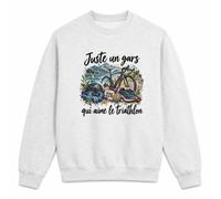 Otshirt Sweat Gris Chiné Juste Un Gars Qui Aime Le Triathlon | Molleton Gratté 260 g/m² Col Rond Unisexe XS à 5XL | Pull Sweatshirt Hiver Quotidien | Idée Cadeau Triathlète Noël Départ