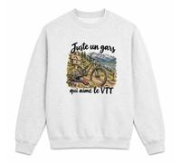 Otshirt Sweat Gris Chiné Juste Un Gars Qui Aime Le VTT | Molleton Gratté 260 g/m² Col Rond Unisexe XS à 5XL | Pull Sweatshirt Hiver Quotidien | Idée Cadeau Vététiste Noël Départ