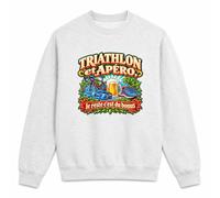Otshirt Sweat Gris Chiné Triathlon et apéro, Le Reste C'est du Bonus | Molleton Gratté 260 g/m² Col Rond Unisexe XS à 5XL | Pull Sweatshirt Hiver Quotidien | Idée Cadeau Triathlète Noël Départ