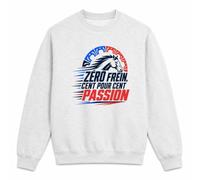 Otshirt Sweat Gris Chiné Zéro Frein, Cent pour Cent Passion | Molleton Gratté 260 g/m² Col Rond Unisexe XS à 5XL | Pull Sweatshirt Hiver Quotidien | Idée Cadeau Cavalier Cavalière Noël Départ