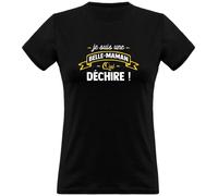 Otshirt T Shirt Femme Belle Maman Qui déchire | Imprimé en France, Cadeau Femme Humour Maman Anniversaire Original Rigolo Humoristique (M,Black)