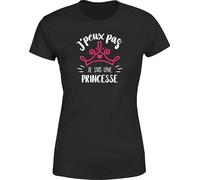 Otshirt T Shirt Femme Je suis Une Princesse | Imprimé en France, Cadeau Femme Humour Maman Anniversaire Original Rigolo Humoristique (XXL,Black)