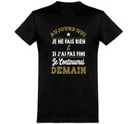 Otshirt T Shirt Homme Aujourd'hui Je ne Fais Rien | Imprimé en France, Cadeau fête des pères Homme Humour Papa Anniversaire Original Rigolo Humoristique (L,Black)