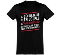 Otshirt T Shirt Homme célibataire en Couple yoseikan budo | Imprimé en France, Cadeau fête des pères Homme Humour Papa Anniversaire Original Rigolo Humoristique (XL,Black)
