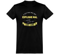 Otshirt T Shirt Homme C'est Pas Moi Qui explique Mal | Imprimé en France, Cadeau fête des pères Homme Humour Papa Anniversaire Original Rigolo Humoristique (XL,Black)